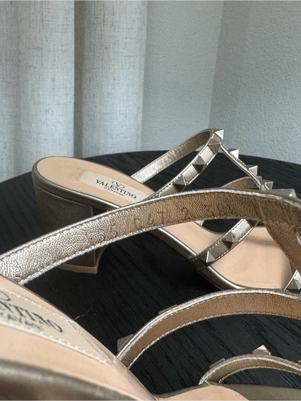 Valentino Garavani Rockstud Caged Slide Sandal Mules Gold 38.5 - Picture 6 of 10